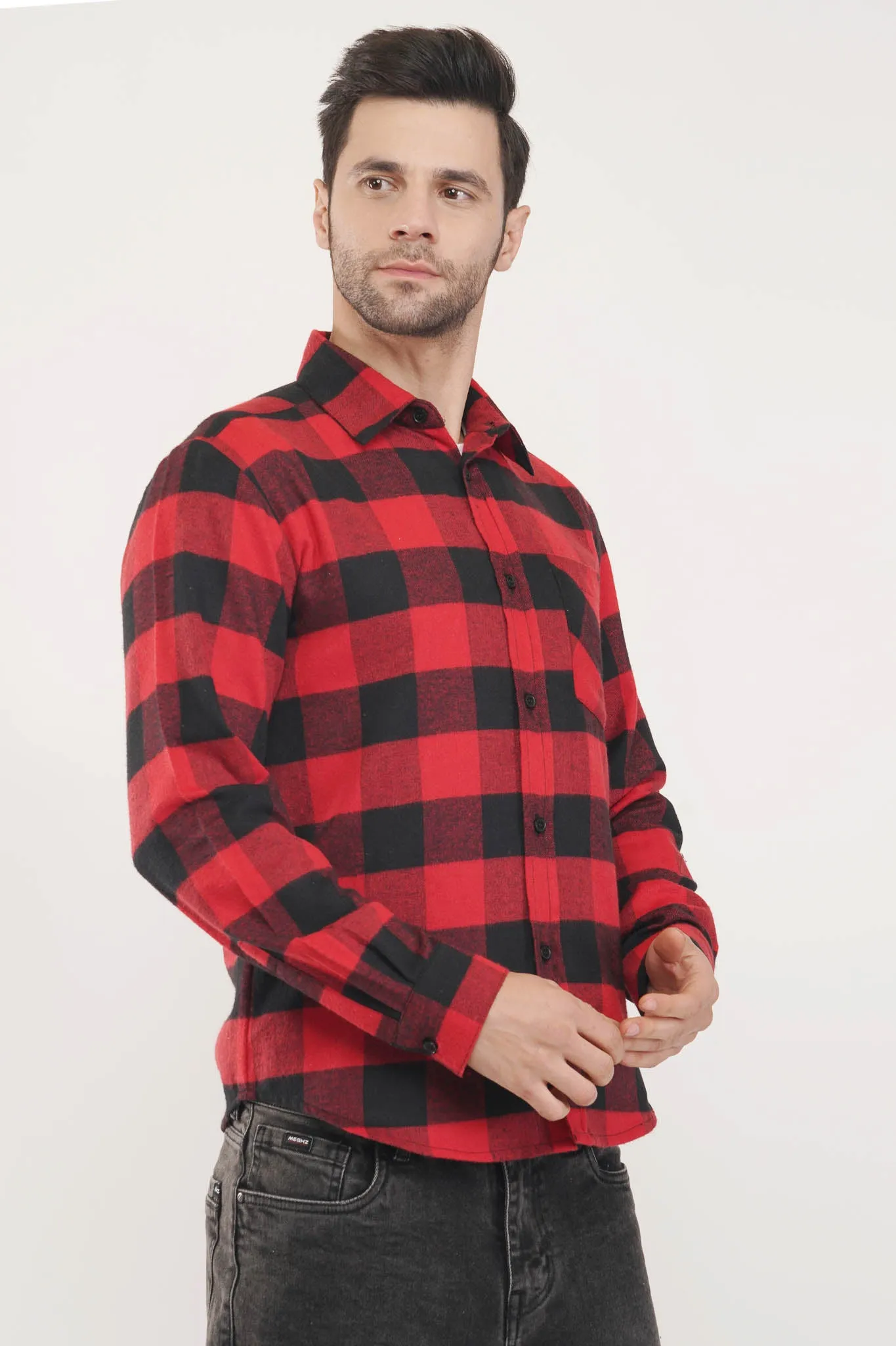 Dapper Line | Red & Black Oxford Checkered Shirt