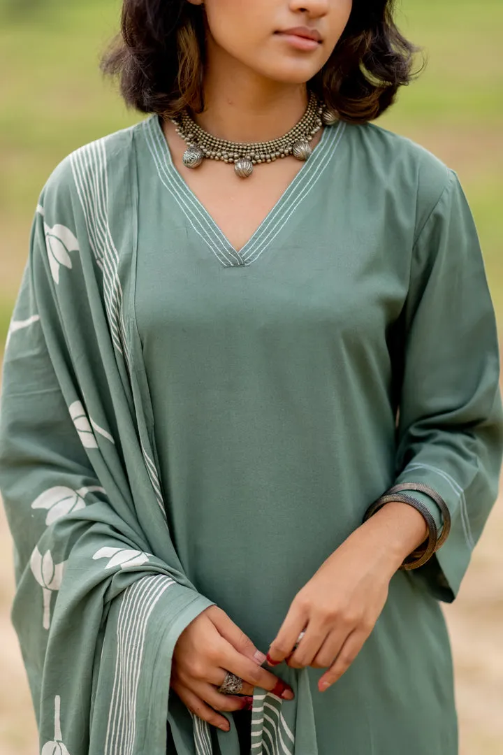 Deep Sage Kurta set