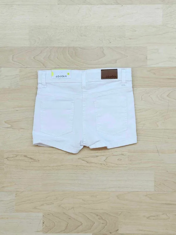 Denim Stretch Shorts - White