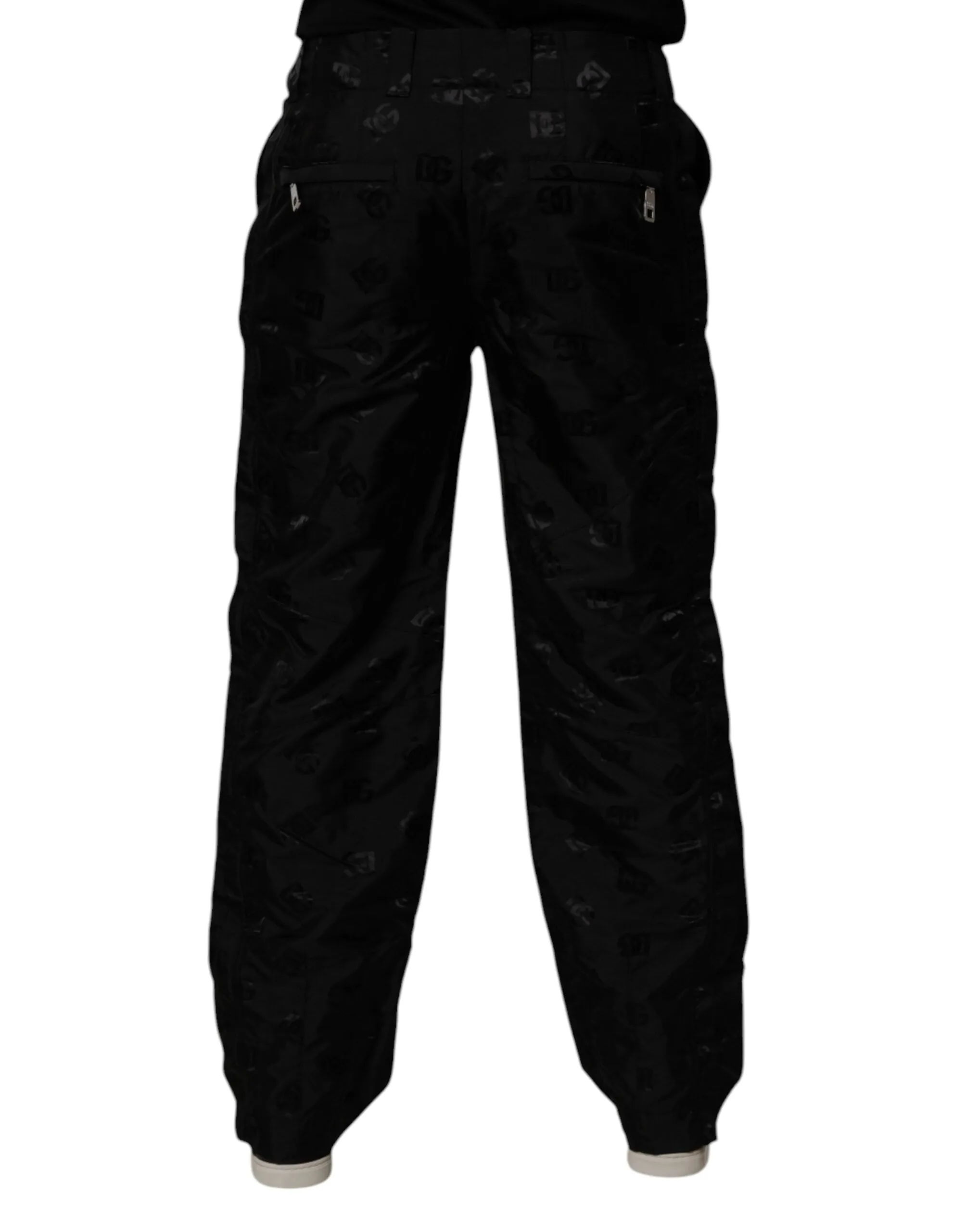 Dolce & Gabbana Black Logo Monogram Straight Pants