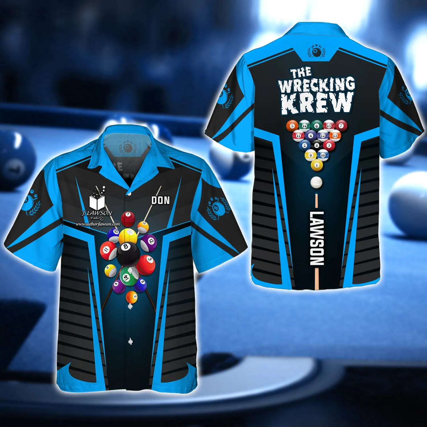 DON LAWSON, The Wrecking Krew Team In Blue Billard Balls 3D Shirt - QB95