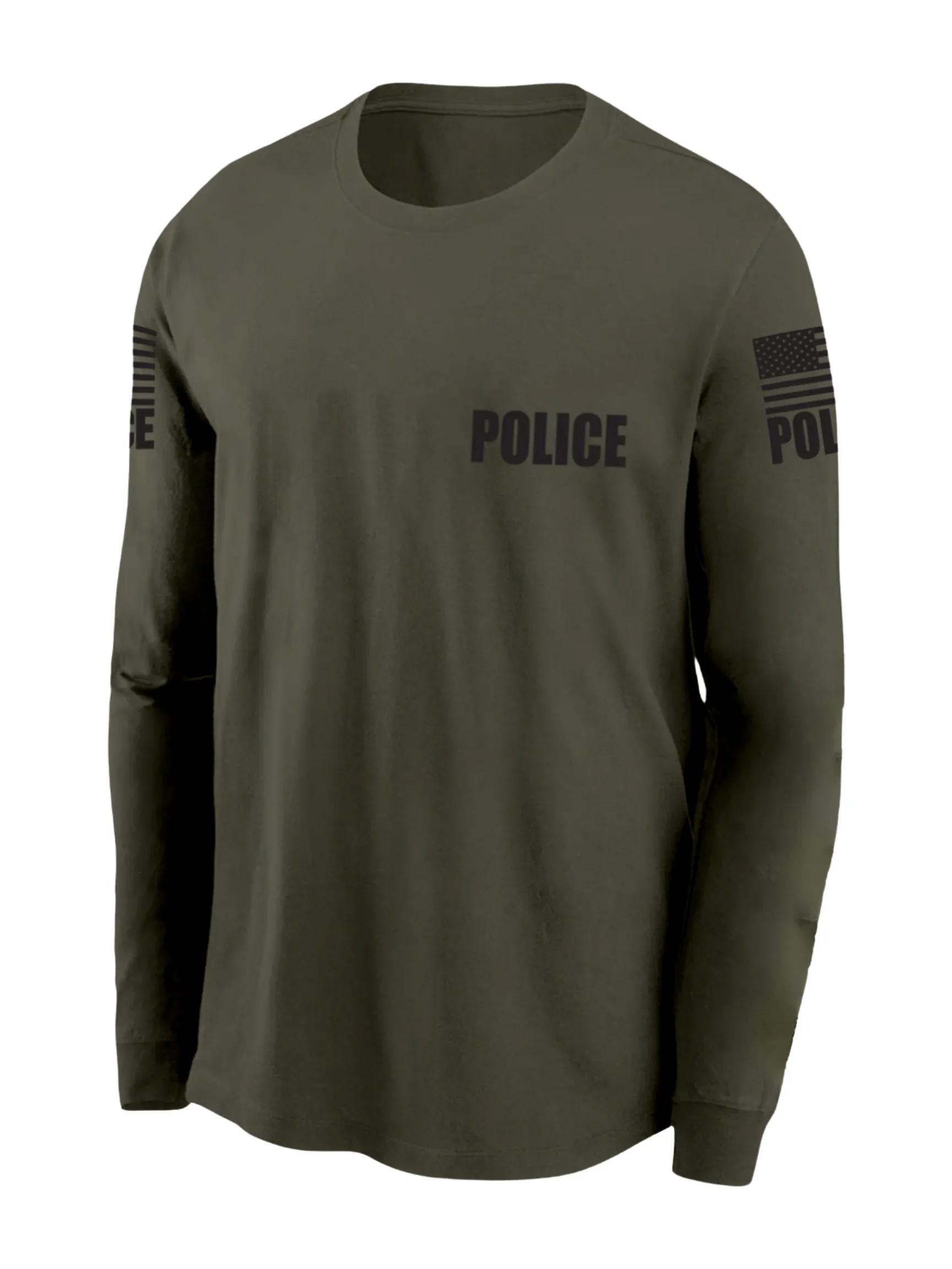 Drab Green Police Men's Shirt - Long Sleeve (Black)