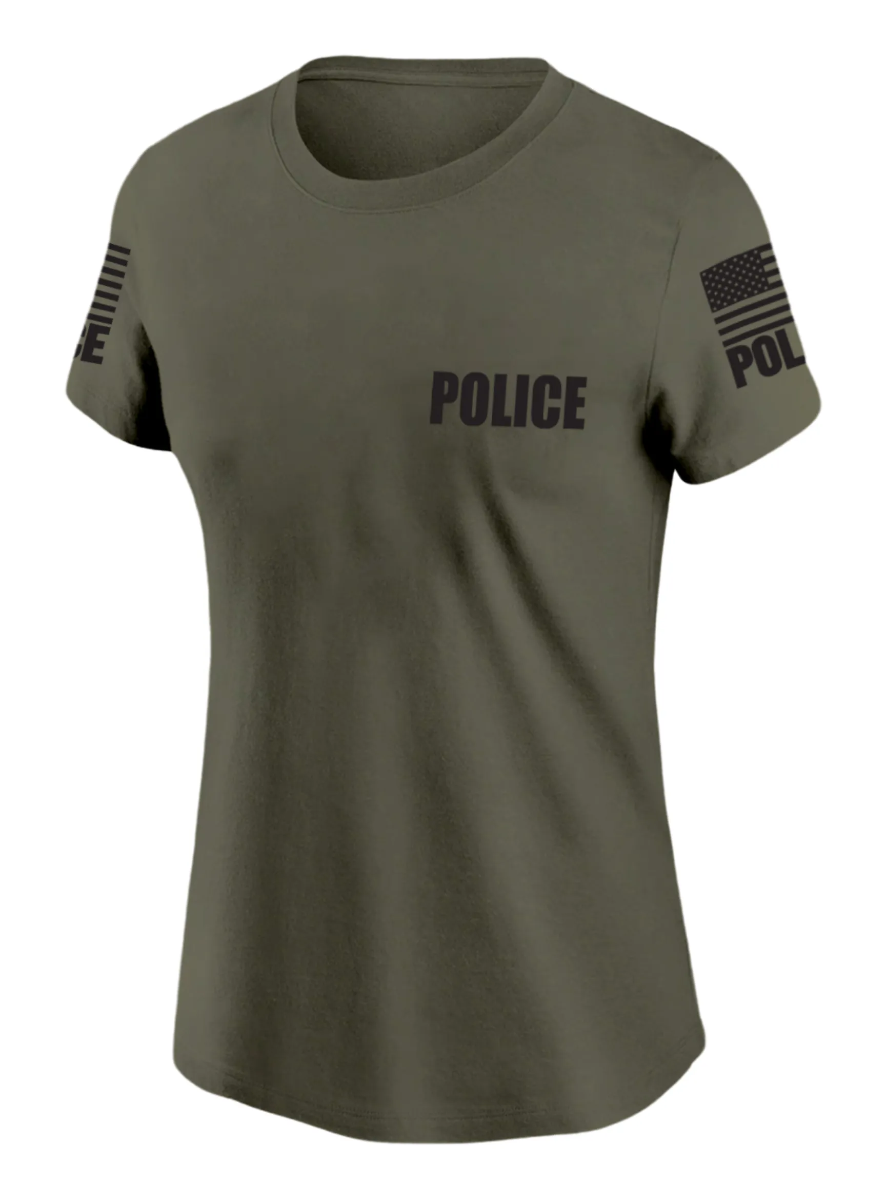 Drab Green Police Women's Shirt - Short Sleeve (Black)