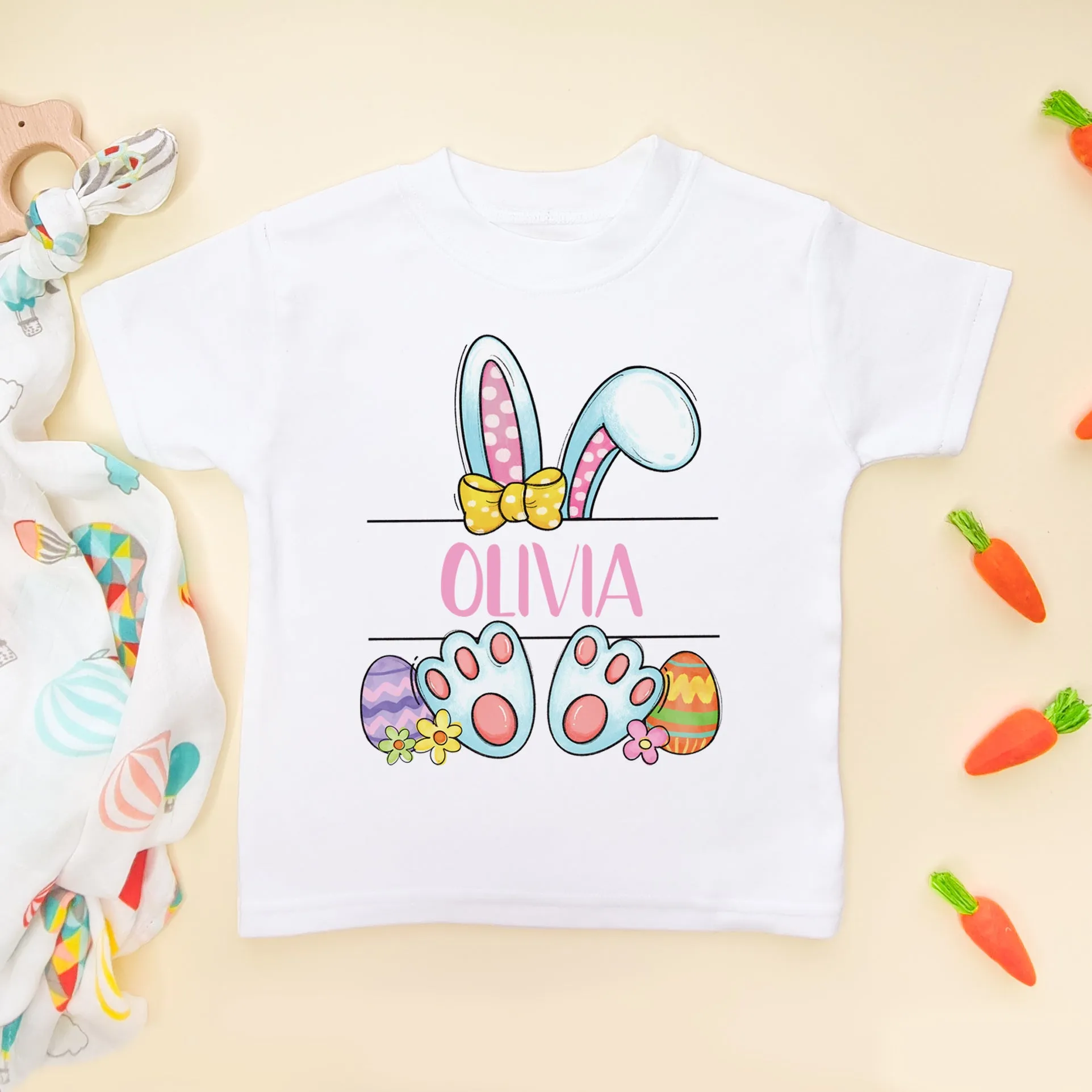 Easter Bunny Girl Personalised Toddler & Kids T Shirt