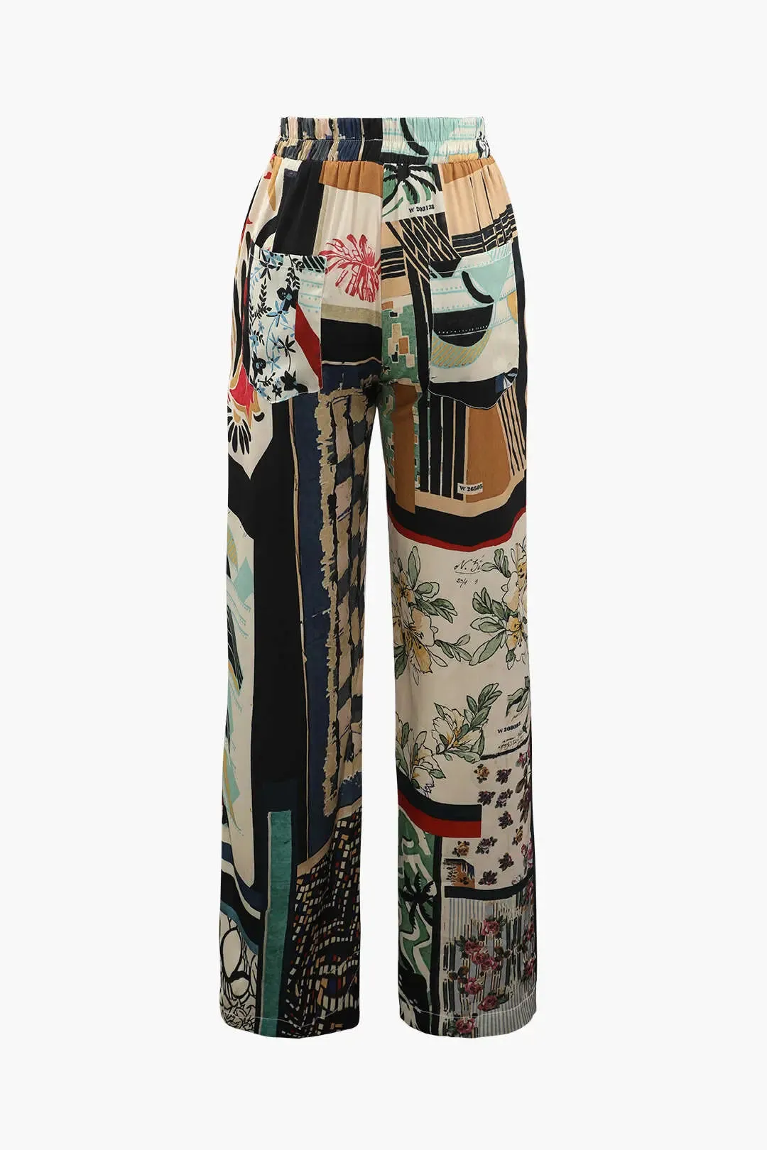 Edith - Chic Floral High Waisted Woman's Straight Leg Pants