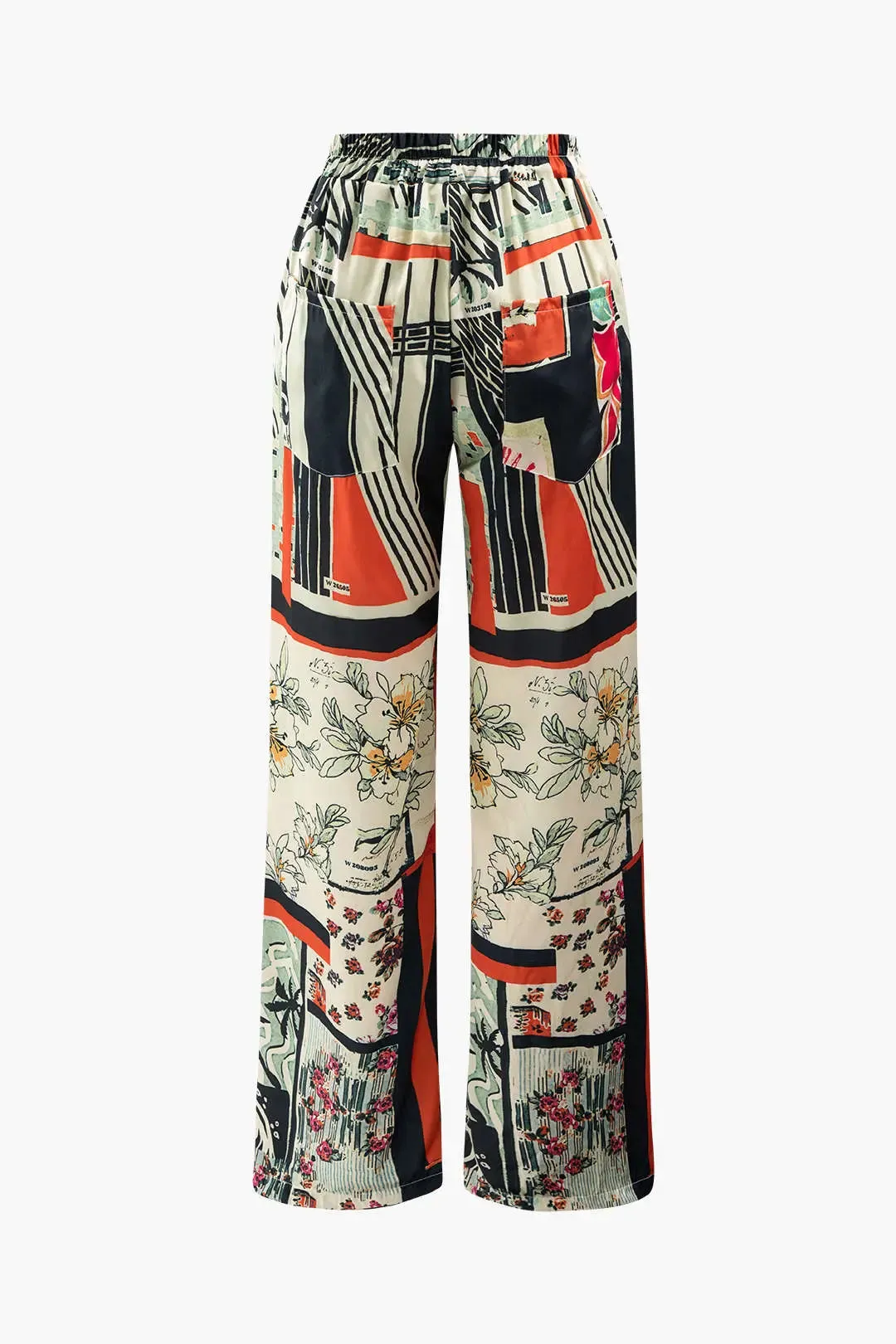 Edith - Chic Floral High Waisted Woman's Straight Leg Pants
