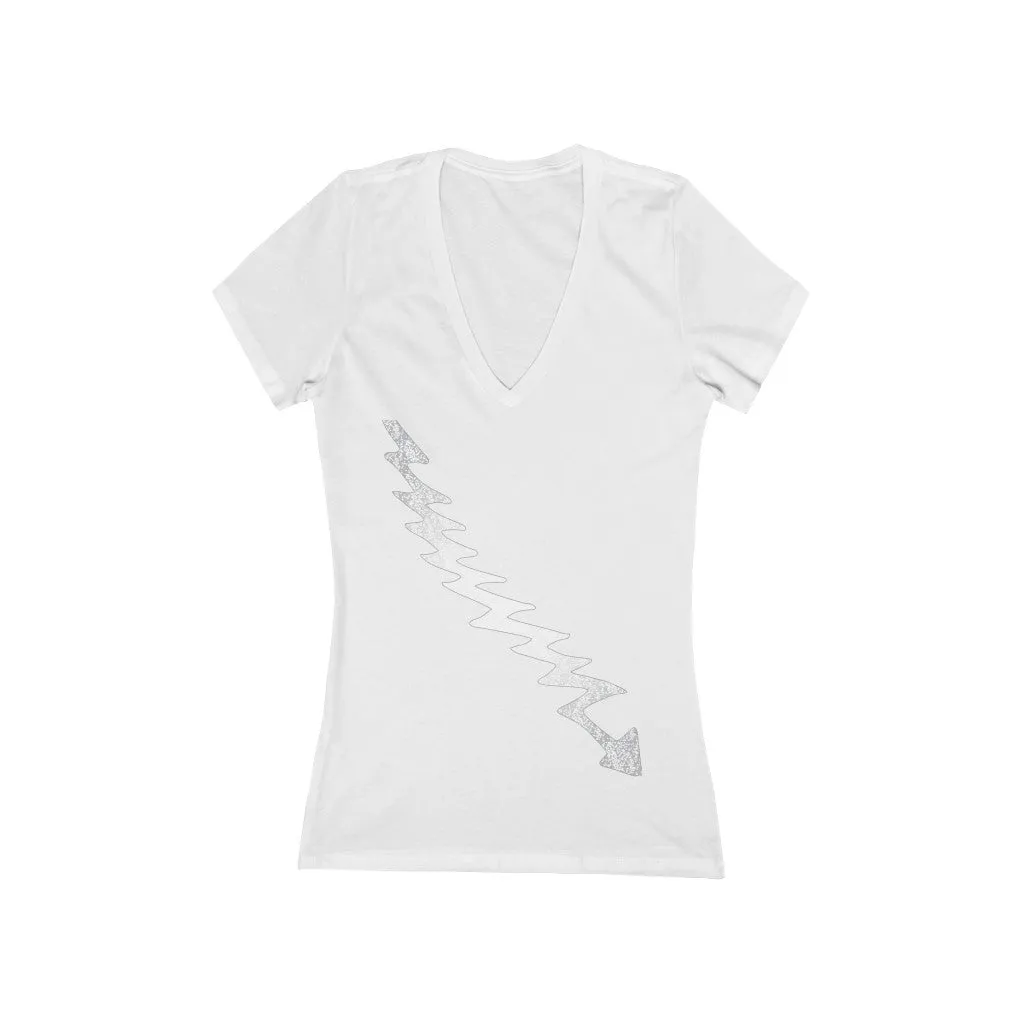 Elder Bolt Women's Jersey Short Sleeve Deep V-Neck Tee