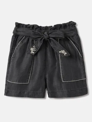 Elle Kids Black Relaxed Fit Solid Shorts