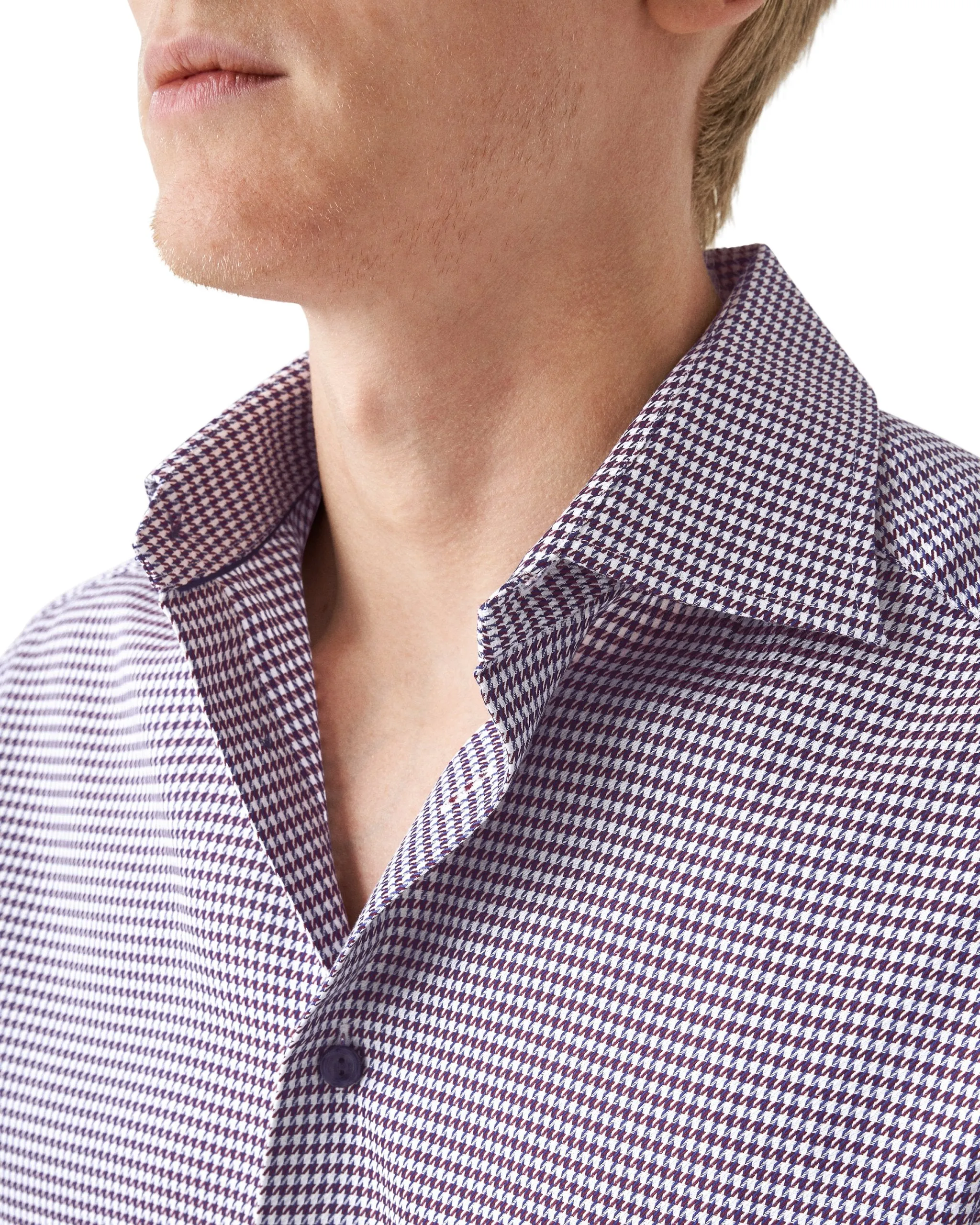 Eton Slim Fit Check Shirt - Burgundy