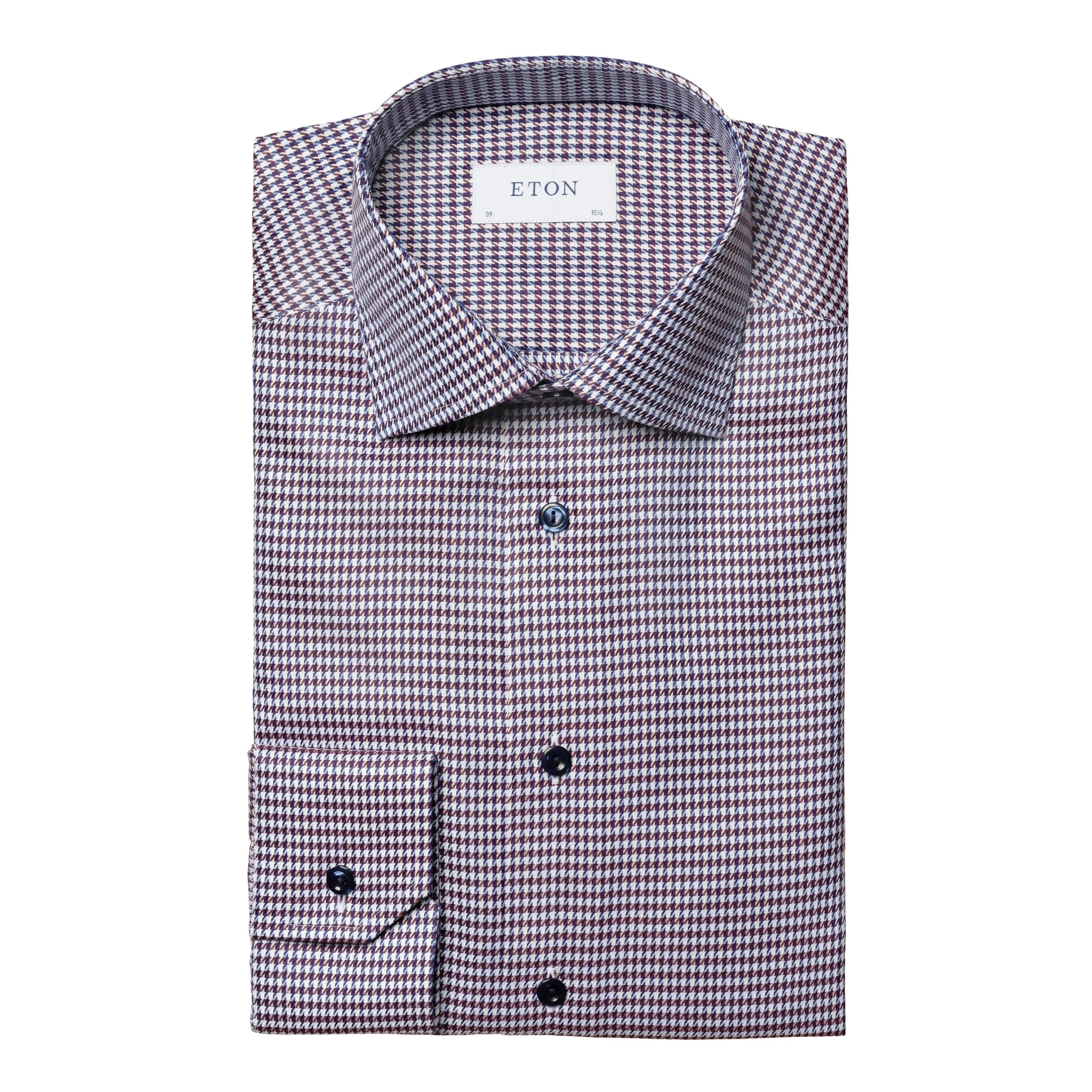 Eton Slim Fit Check Shirt - Burgundy