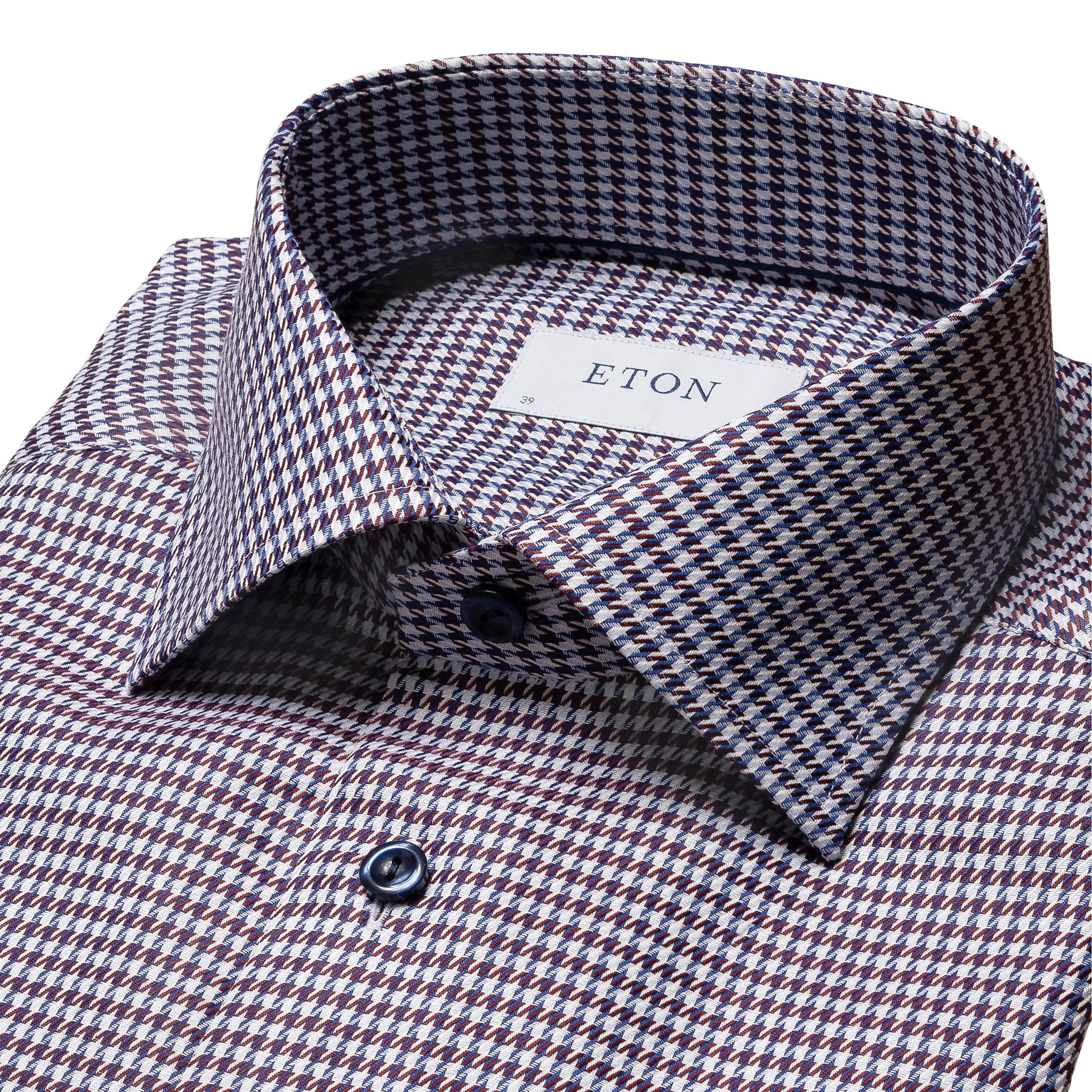 Eton Slim Fit Check Shirt - Burgundy