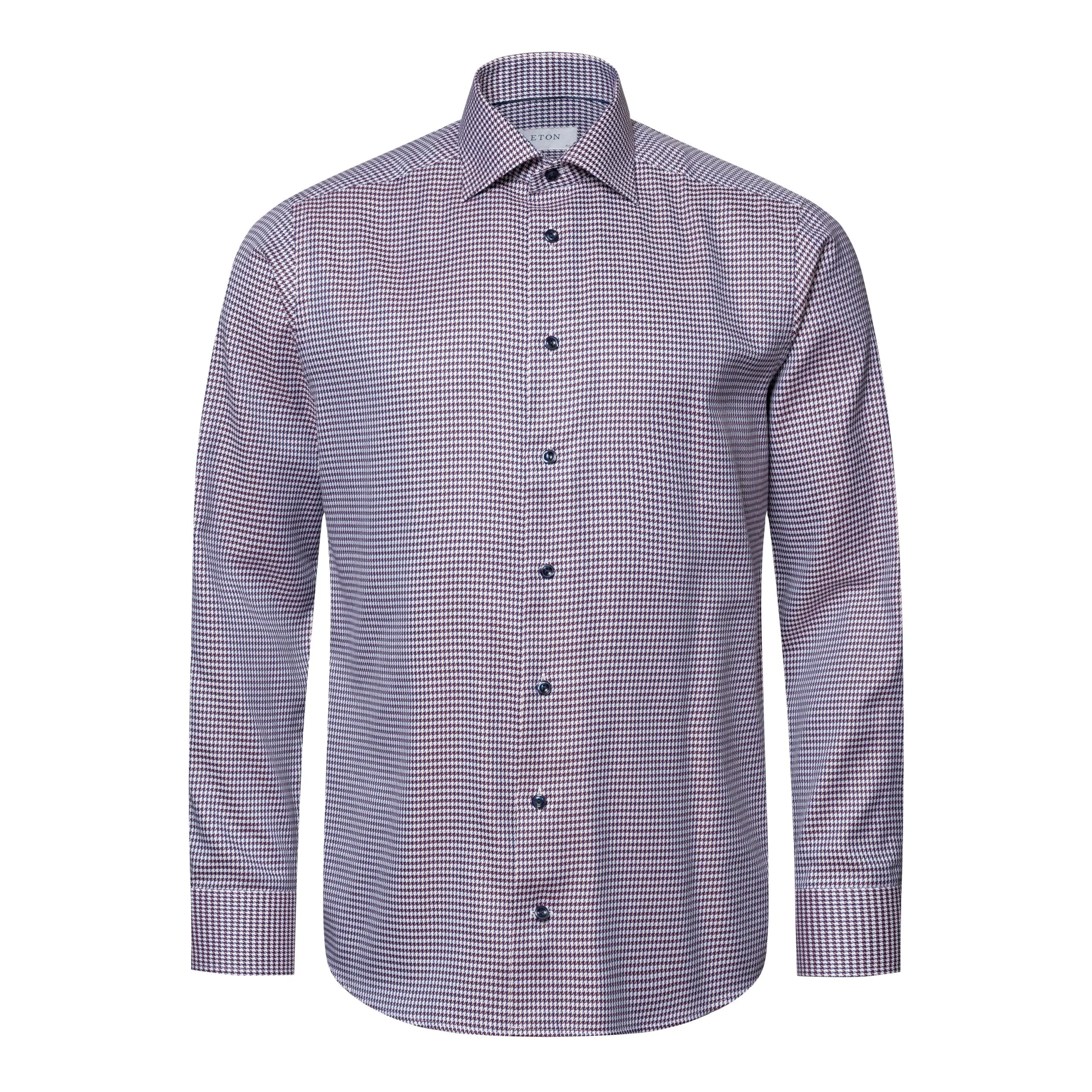 Eton Slim Fit Check Shirt - Burgundy