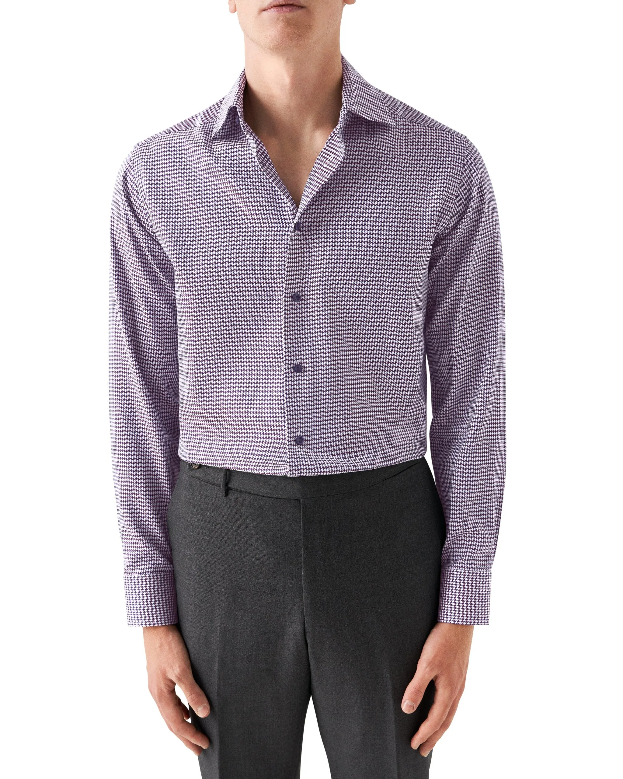 Eton Slim Fit Check Shirt - Burgundy