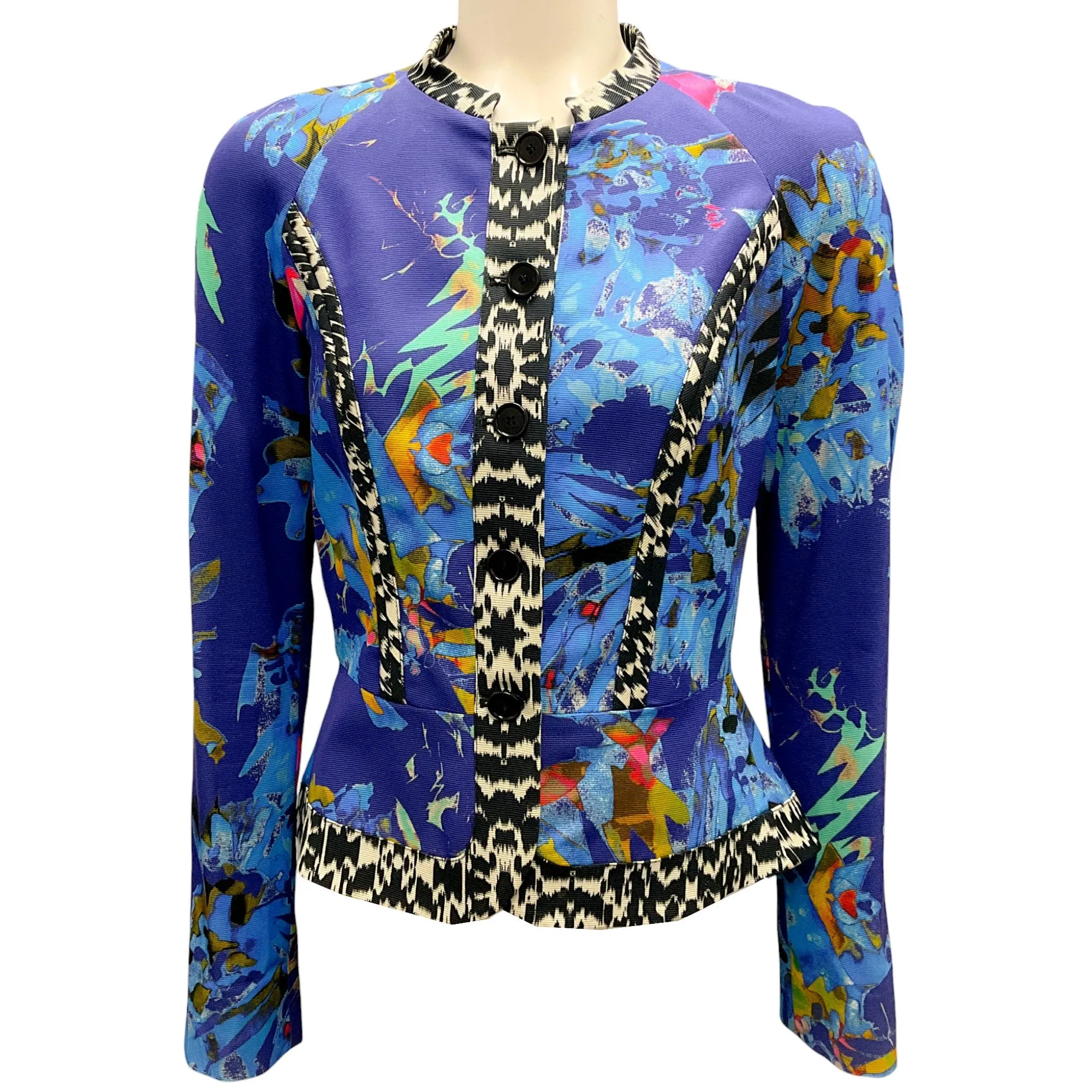 Etro Blue Multi Printed Button-front Jacket