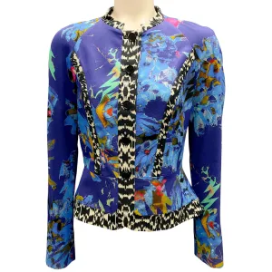 Etro Blue Multi Printed Button-front Jacket