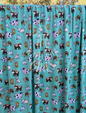 Farm Animals Double Brushed Polyester Spandex