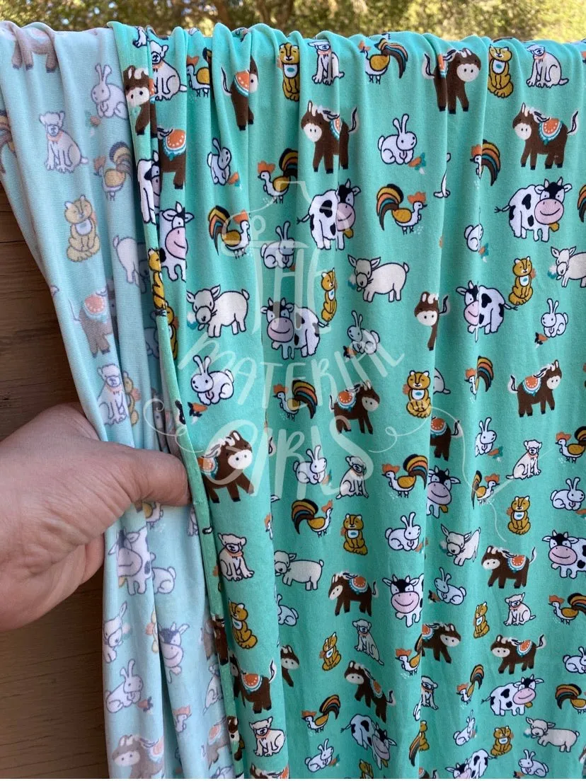 Farm Animals Double Brushed Polyester Spandex