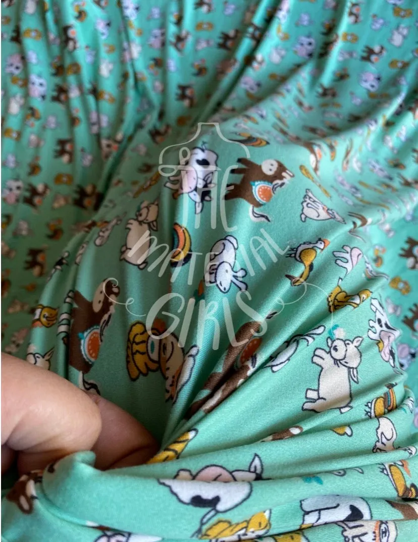Farm Animals Double Brushed Polyester Spandex