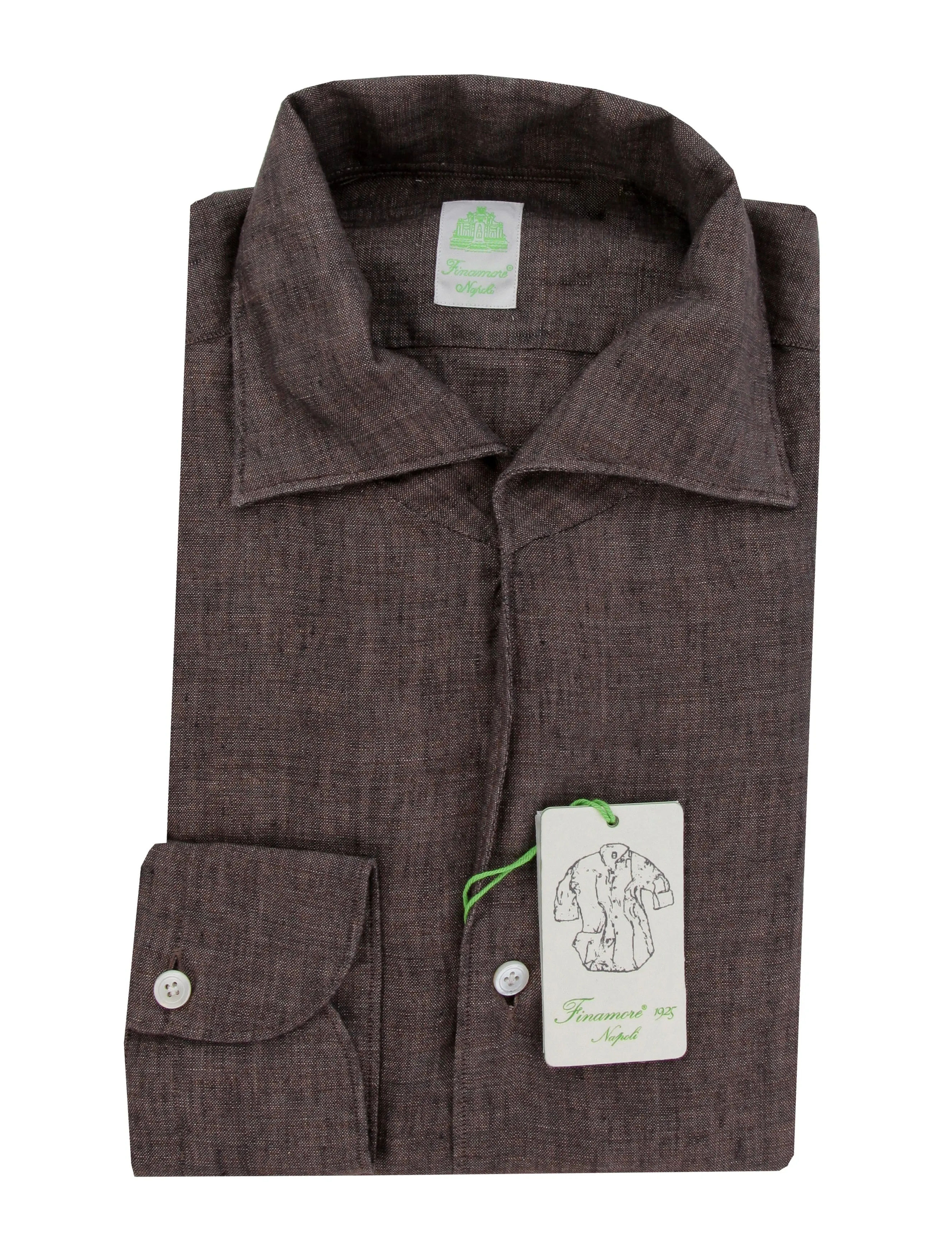 Finamore Napoli Brown Shirt - Extra Slim