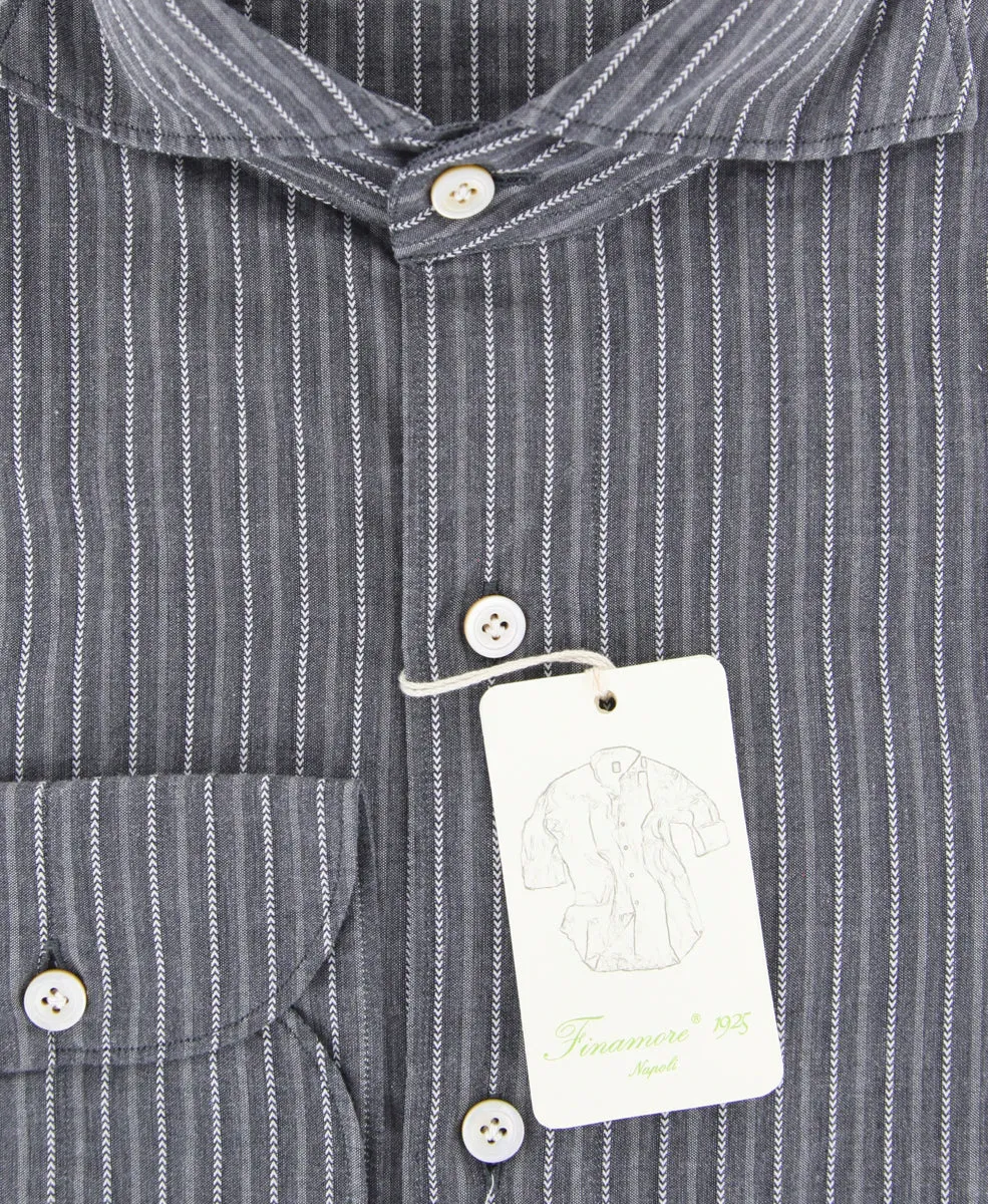 Finamore Napoli Charcoal Gray Shirt - Extra Slim