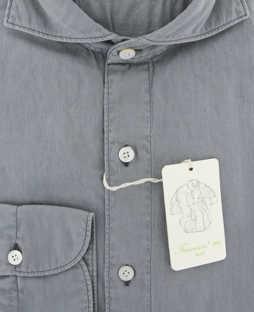 Finamore Napoli Gray Shirt - Extra Slim - 15 US / 38 EU