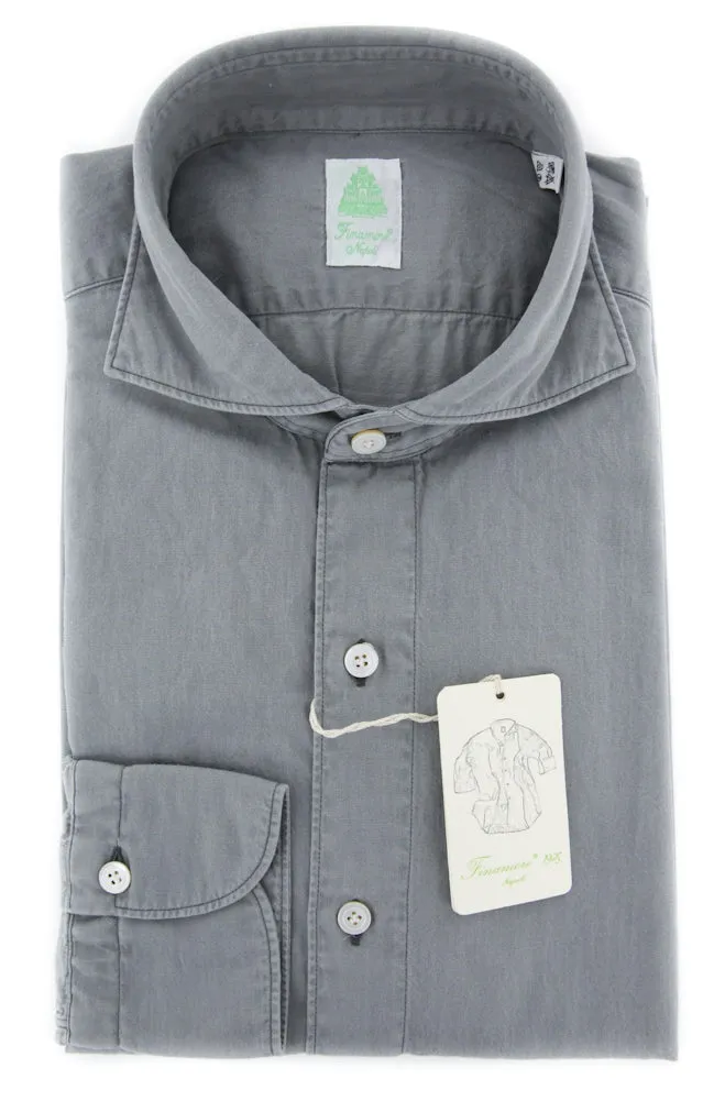 Finamore Napoli Gray Shirt - Extra Slim - 15 US / 38 EU