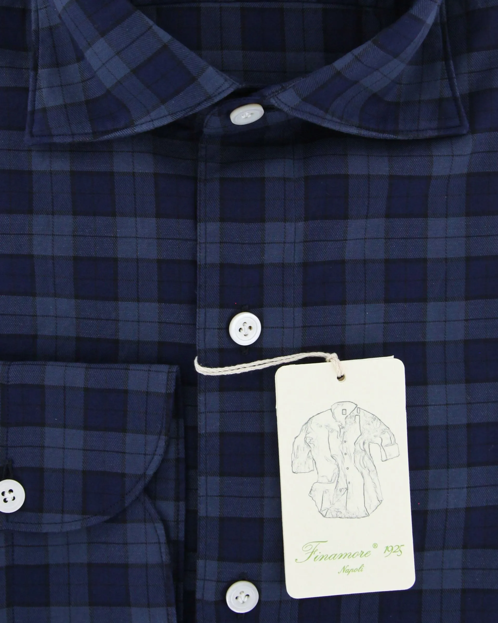 Finamore Napoli Navy Blue Shirt - Extra Slim