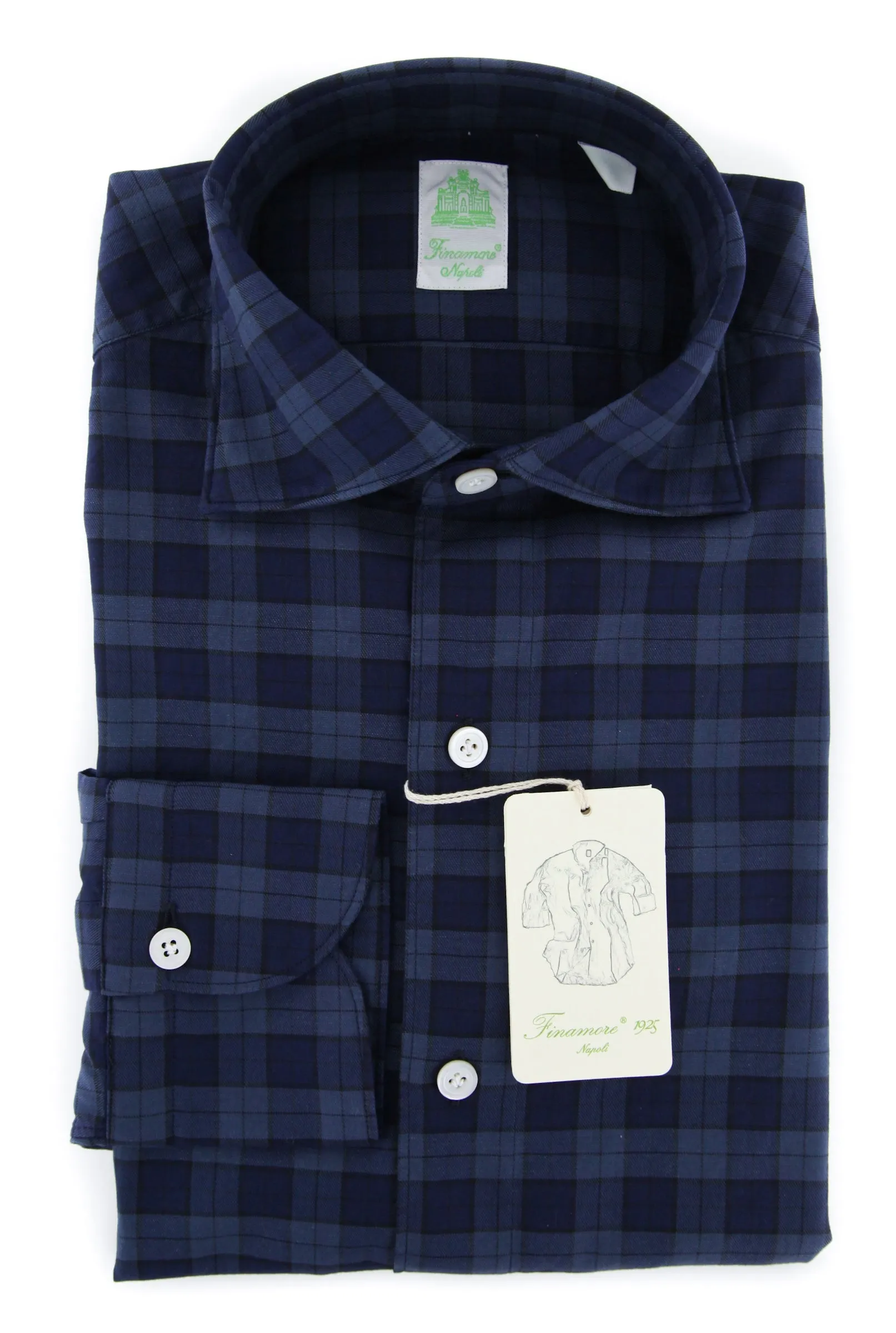 Finamore Napoli Navy Blue Shirt - Extra Slim