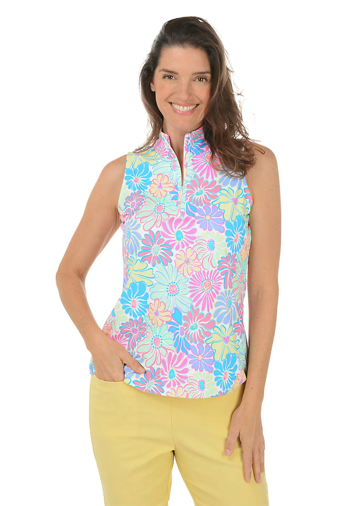 Flower Power Cooling UPF50  Sleeveless Zip Top