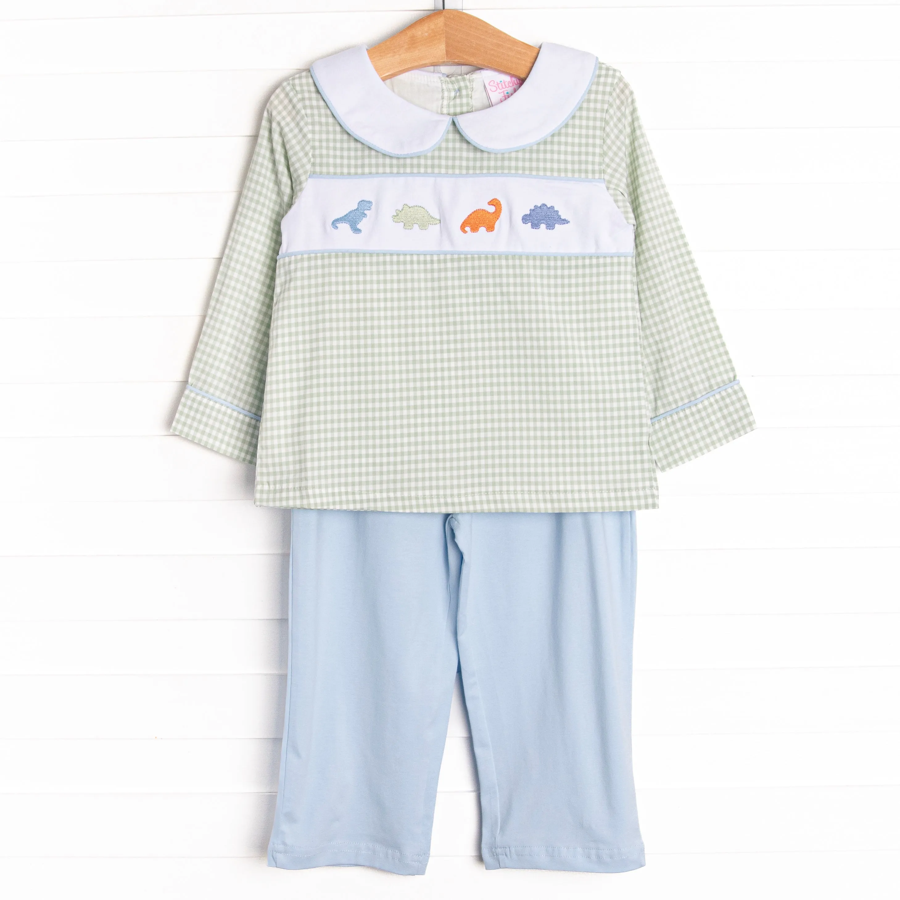 Fossil Friends Embroidered Pant Set, Green