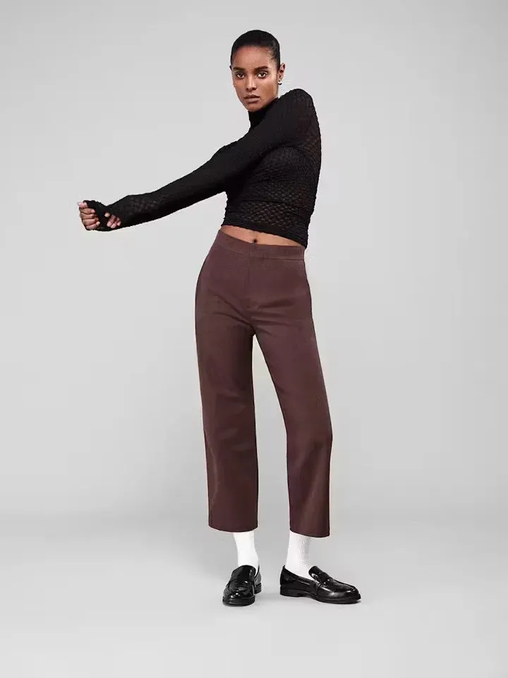 FRAME Le Jane Crop Trouser in Chocolate Brown
