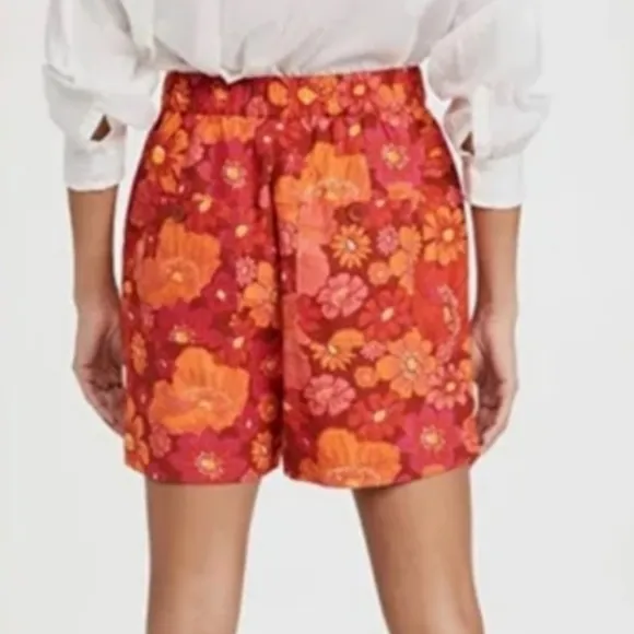 Free People Palo Duro Shorts High Rise Relaxed Fit Retro Neon Floral Cotton Sm