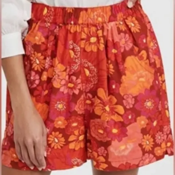 Free People Palo Duro Shorts High Rise Relaxed Fit Retro Neon Floral Cotton Sm
