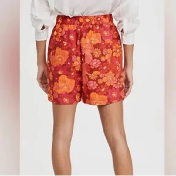 Free People Palo Duro Shorts High Rise Relaxed Fit Retro Neon Floral Cotton Sm
