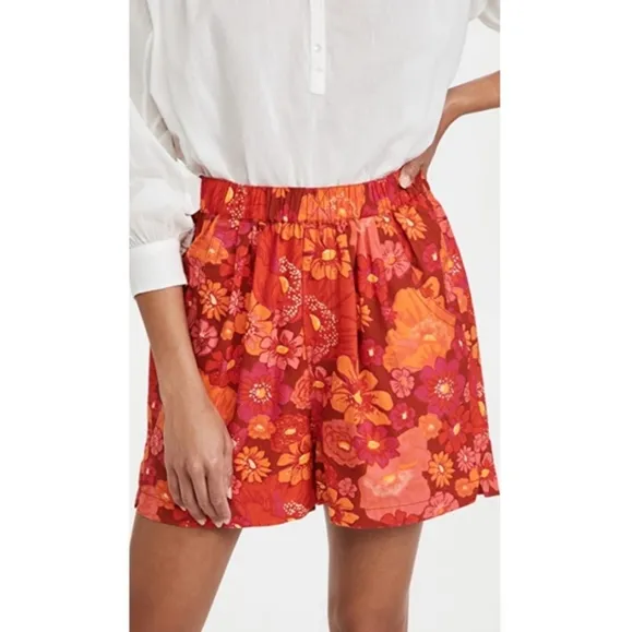 Free People Palo Duro Shorts High Rise Relaxed Fit Retro Neon Floral Cotton Sm
