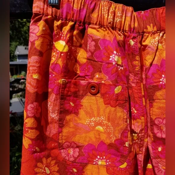 Free People Palo Duro Shorts High Rise Relaxed Fit Retro Neon Floral Cotton Sm
