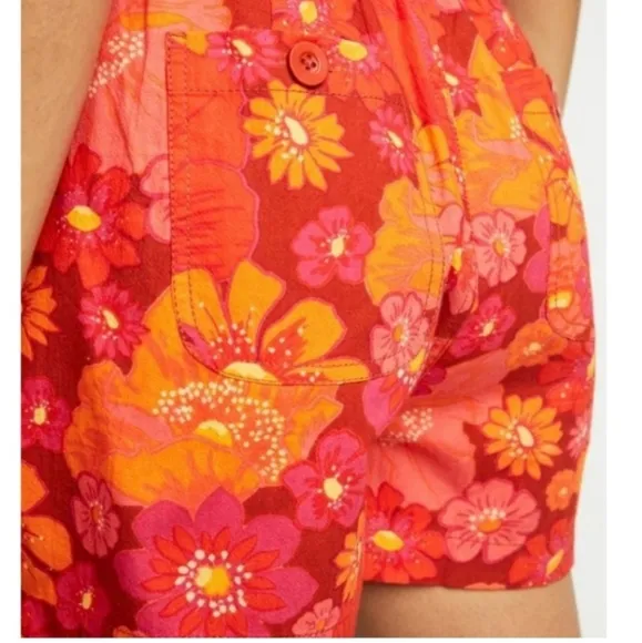 Free People Palo Duro Shorts High Rise Relaxed Fit Retro Neon Floral Cotton Sm