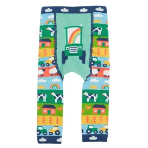 Frugi Infant Knitted Leggings Farm Fairisle Tractor