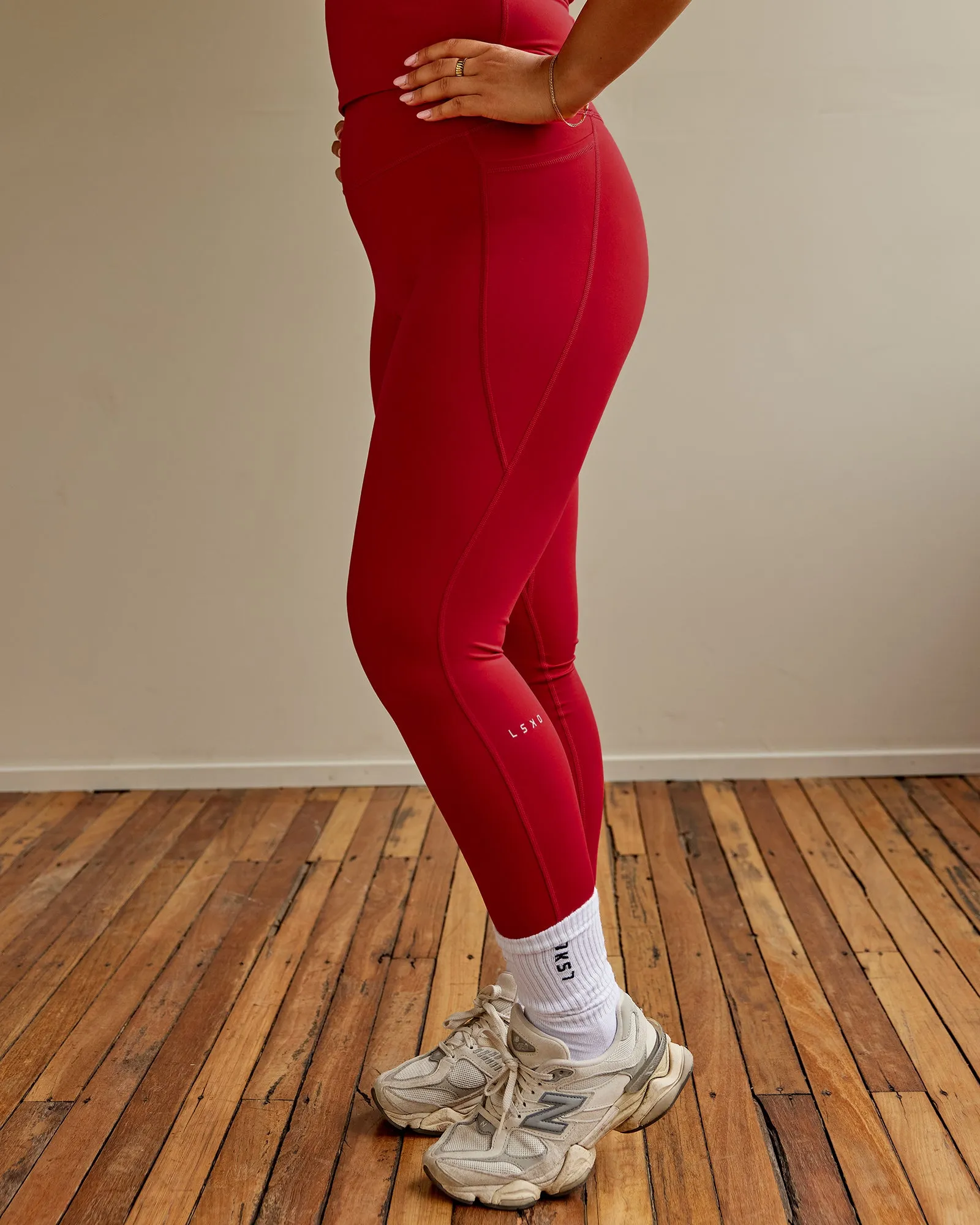Fusion Full Length Tights with Pockets - Cherry Red