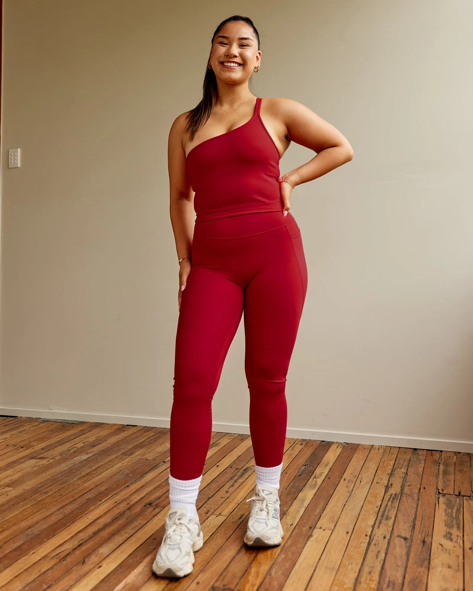 Fusion Full Length Tights with Pockets - Cherry Red