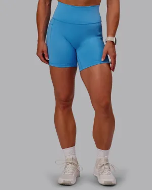 Fusion Mid Short Tight With Pockets - Azure Blue