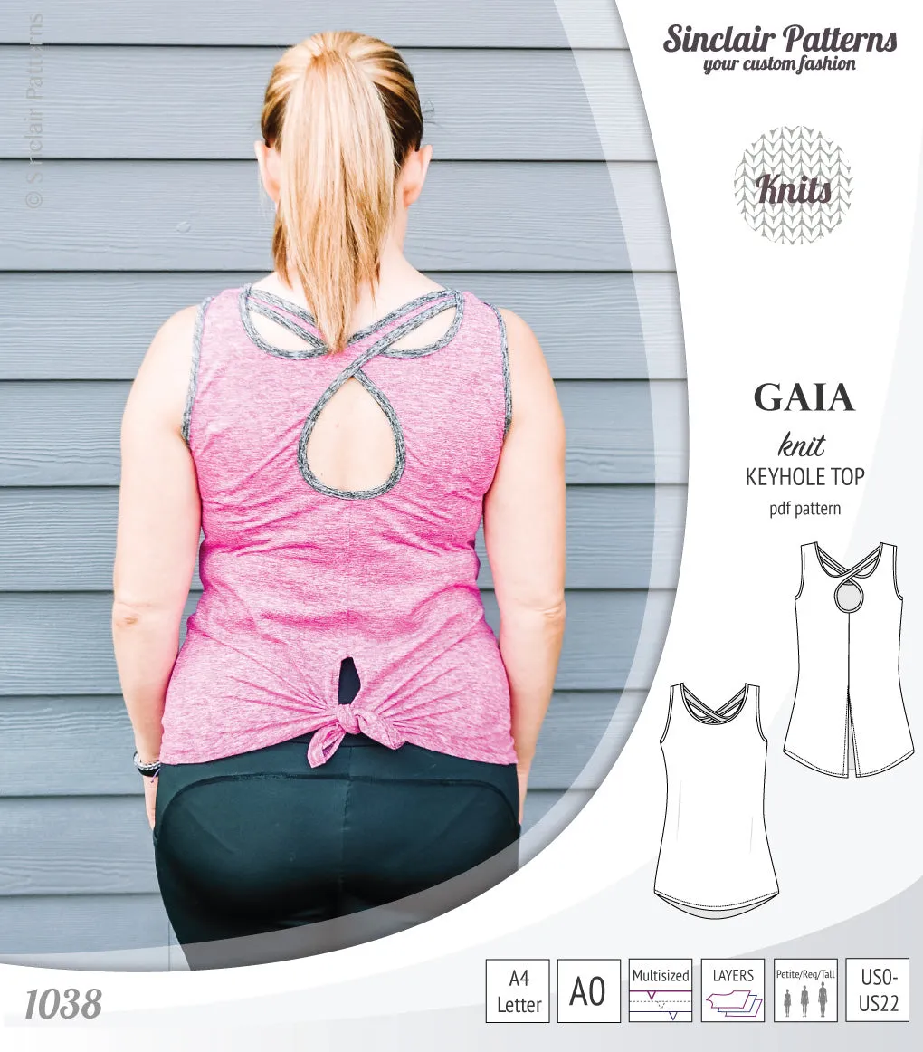 Gaia knit tank top with a keyhole accent (PDF)
