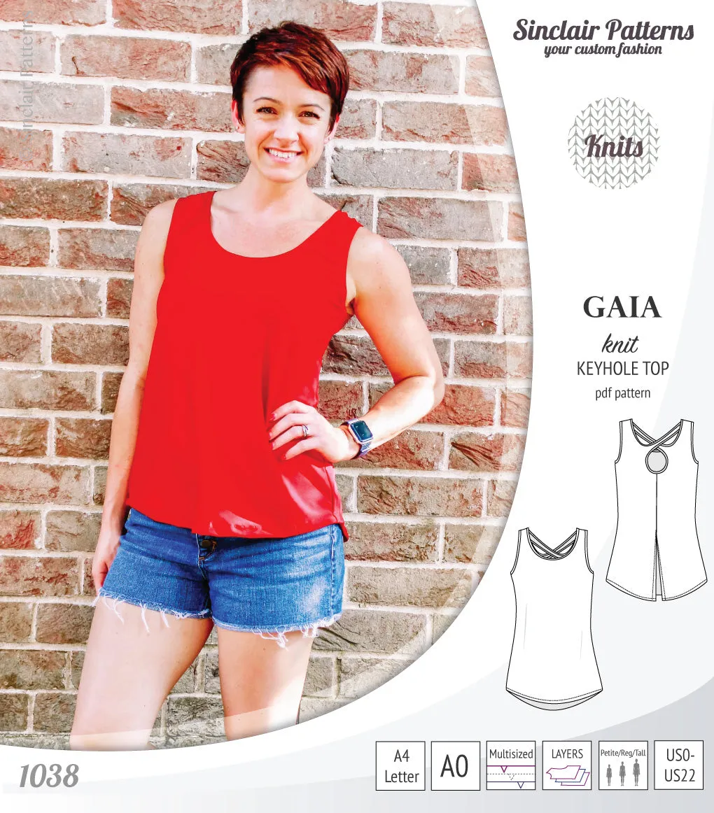 Gaia knit tank top with a keyhole accent (PDF)