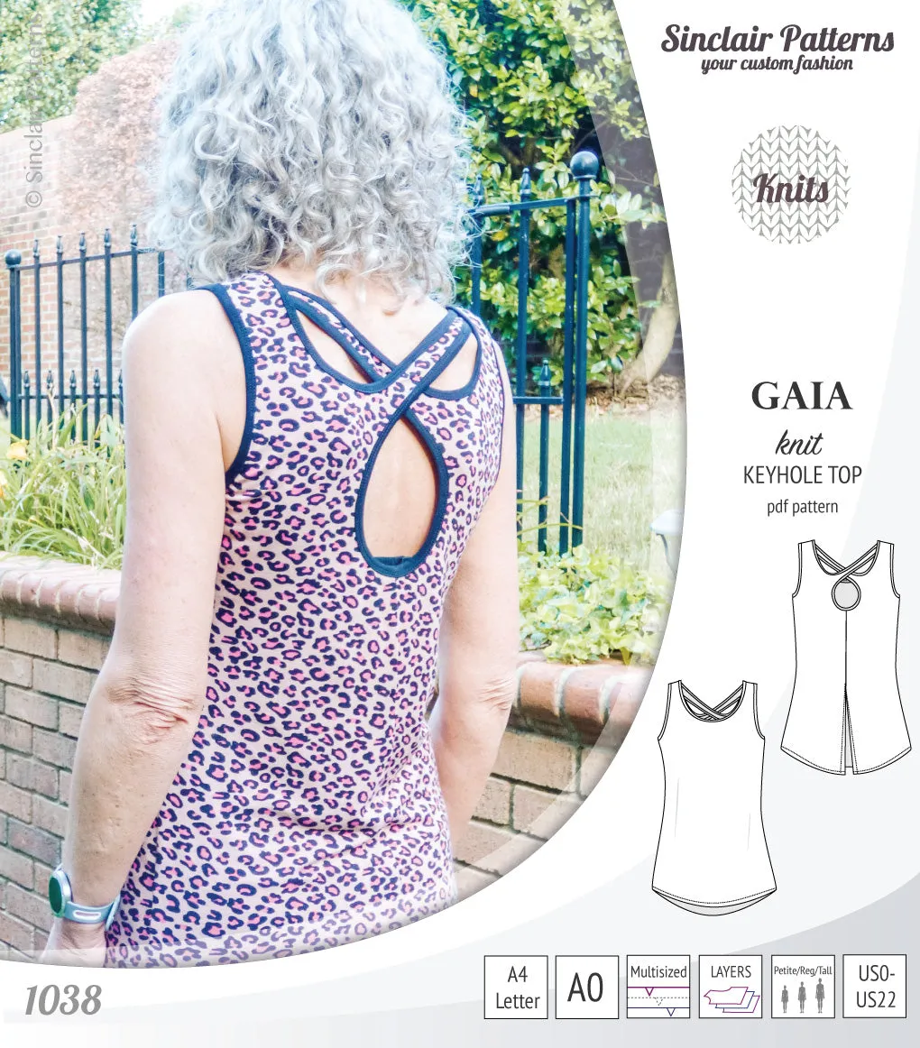 Gaia knit tank top with a keyhole accent (PDF)