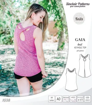 Gaia knit tank top with a keyhole accent (PDF)