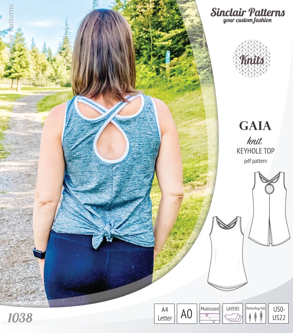 Gaia knit tank top with a keyhole accent (PDF)