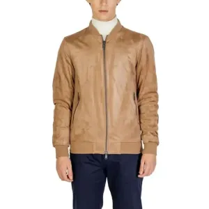 Gianni Lupo Beige Long Jacket with Zip and Front Pockets