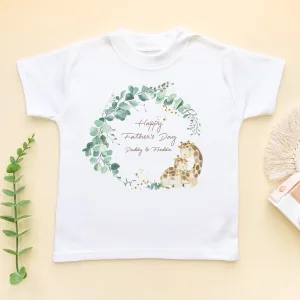 Giraffe Wreath Personalised Happy Father's Day 2024 Toddler & Kids T Shirt