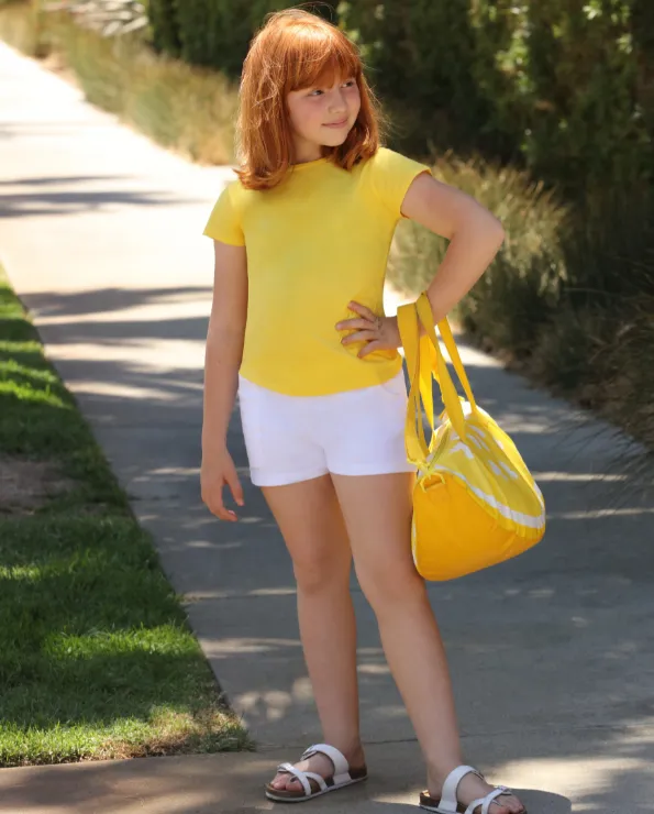 Girls Soft Cotton Jersey Cap Sleeve Crew Tee | Elf Green