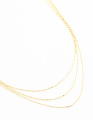Gold Plated Thin Chain Layered Necklace